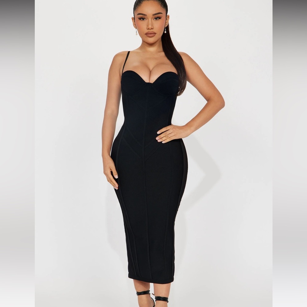 Black bandage midi dress